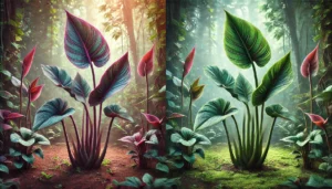 Diferencias entre Xanthosoma violaceum y sagittifolium